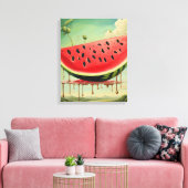 druipende watermeloen canvas afdruk (Insitu (Woonkamer))