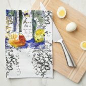 Druiven en flessen theedoek (Quarter Fold)