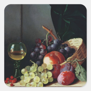 Druiven en pruimen vierkante sticker