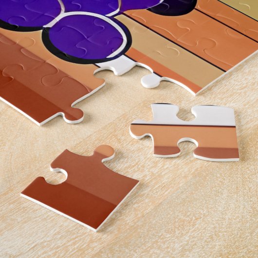 Druiven en Wijnglas in Maroon en Tan Legpuzzel (Zijkant)