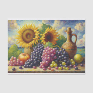 Druiven en Zonnebloemen Olieverfschilderij Decoupa Tissuepapier