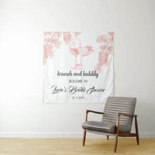 Druiven Fruit Champagne Retro Bruidsdouche Welkom Wandkleed