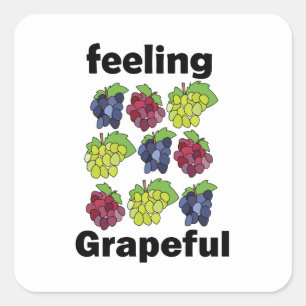 Druiven Fruit Gevoel Dankbaar Grappige Woordspelin Vierkante Sticker