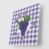 Druiven op White Violet Pset Vierkante Klok (Hoek)