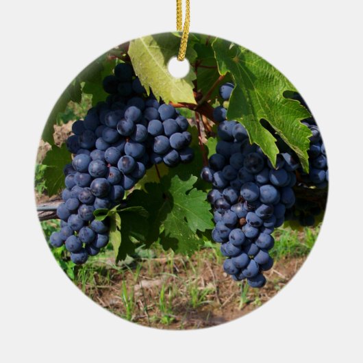 Druiven op wijnsieraden keramisch ornament (Voorkant)