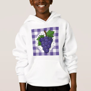 Druiven op witte violette geruite achtergrond