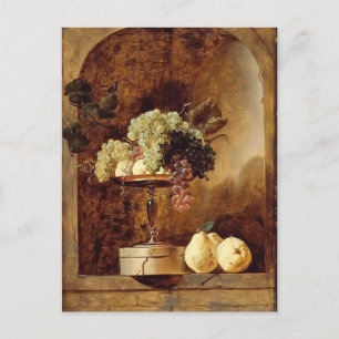 Druiven, perziken, Quinces in een Niche van Frans Briefkaart