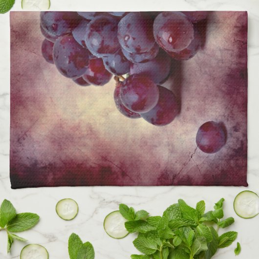 Druiven rood en groen theedoek (Gevouwen)