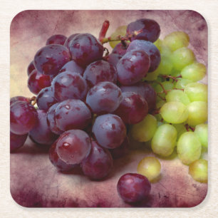 Druiven rood en groen vierkante kartonnen onderzetter