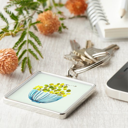 Druiven waterverf Art Fruit Sleutelhanger (Zijkant)