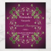 Druivenbladeren wijn & mousserende wijn aangepaste wijn etiket (Enkel label)