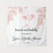 Druivenfruit Champagne Retro Bruiloft Feestelijke  Wandkleed (Voorkant)