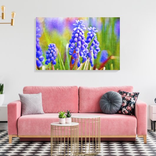 Druivenhyacinths Canvas Afdruk (Insitu (Woonkamer))