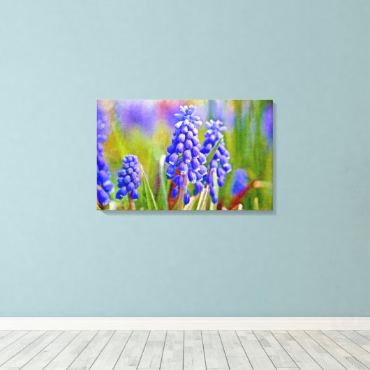 Druivenhyacinths Canvas Afdruk (Insitu (Houten vloer))
