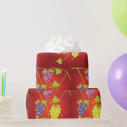 Druivenwijn met bundels druiven cadeaupapier