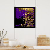 Druk Abstract gesmolten goud af op Paars en zwart Poster (Keuken)
