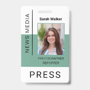 Druk arbeider ID massamedia werknemer foto munt Badge