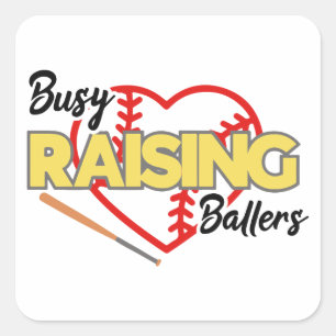 Druk bezig met het opvoeden van balspelers honkbal vierkante sticker