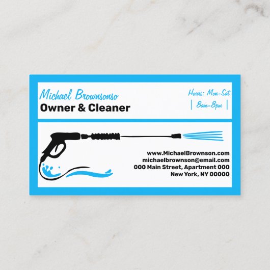 Druk blauw zwart Power Washing CLEANING Visitekaartje (Achterkant)