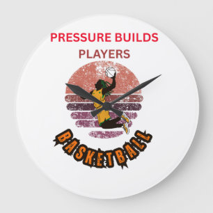 Druk Bouwt Spelers Basketbal Motiverend Design Grote Klok
