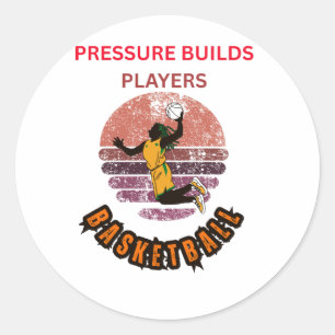 Druk Bouwt Spelers Basketbal Motiverend Design Ronde Sticker