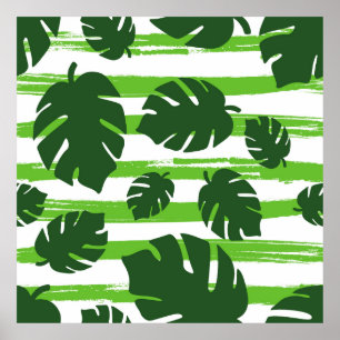 Druk de zomer exotische oerwoud plant tropische pa poster