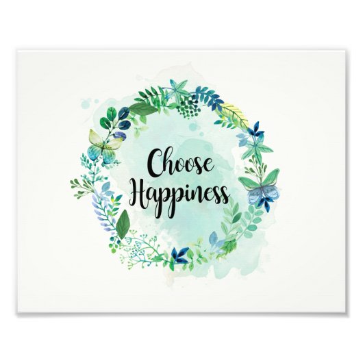 Druk Floral Quote, Waterverf Inspirerend prijsopga Foto Afdruk (Voorkant)