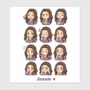 Druk het allemaal uit: Cute Chibi Meisjespakket Sticker