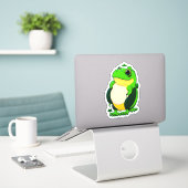 Druk jezelf uit met Stickers met een kikkerthema (Laptop op bureau)