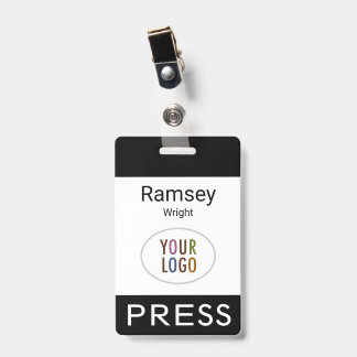 Druk Naambadge Aangepaste Logo Zwart Modern Badge