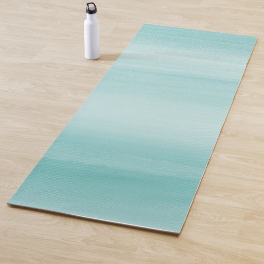 Druk op Abstracte Aqua Blue Waterverf #2 Yogamat (In situ)