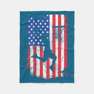 Druk op achter basketbal usa amerikaanse vlag 4 ju fleece deken