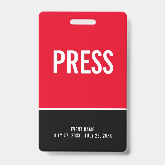 Druk op All Access Pass Red Black ID Badge (Voorzijde)