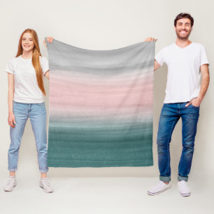 Druk op Blauwgroen zwarte grijze Waterverf Abstrac Fleece Deken