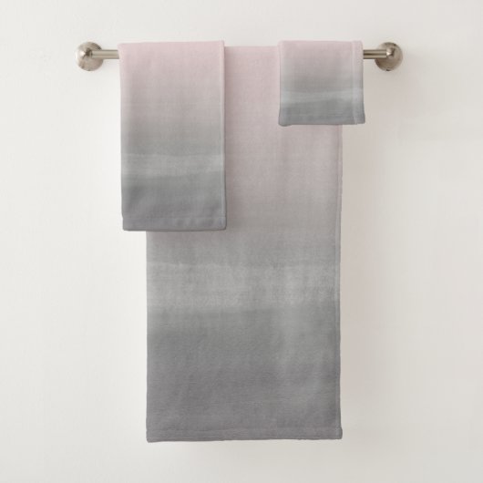 Druk op Blush Grey Waterverf Abstract #4 Bad Handdoek (Insitu)