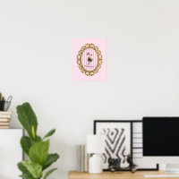 Druk op Champagne Roze Gouden Barok Bar Wand Kunst