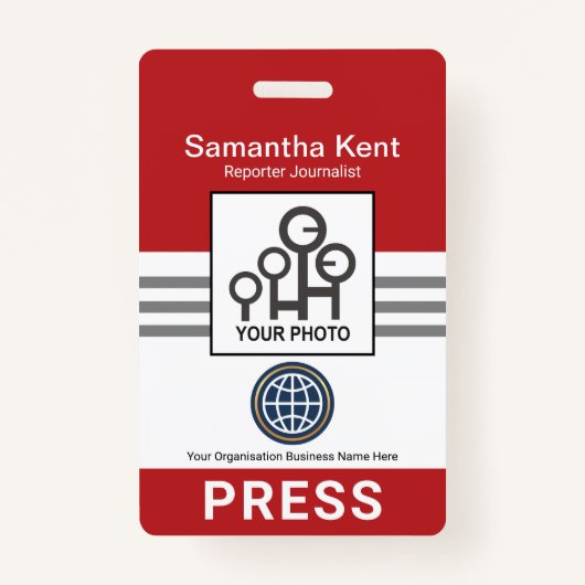 Druk op de kolom Rode grijze strepen Badge (Voorkant)