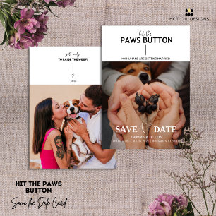 Druk op de Paws Button Save the Date Kaart