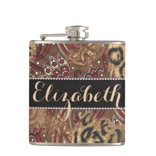 Druk op Leopard en Paisley Pattern om deze aan te  Heupfles (Voorkant)