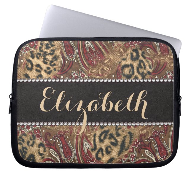 Druk op Leopard en Paisley Pattern om deze aan te  Laptop Sleeve (Voorkant)