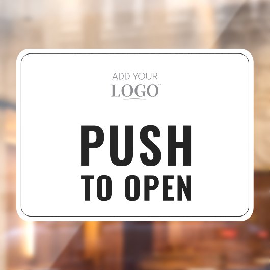 Druk op om te openen | Moderne bedrijfsdeur van he Raamsticker (Vel 2)