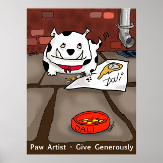 Druk op "Paw Artist Dali" door Kev Moore Poster