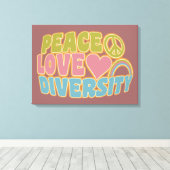 Druk op PEACE LOVE DIVERSITY-canvas Canvas Afdruk (Insitu (Houten vloer))
