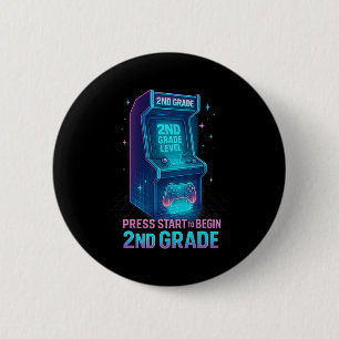 Druk op Start 2e leerjaar Gamer Kids Level Up Fun Ronde Button 5,7 Cm