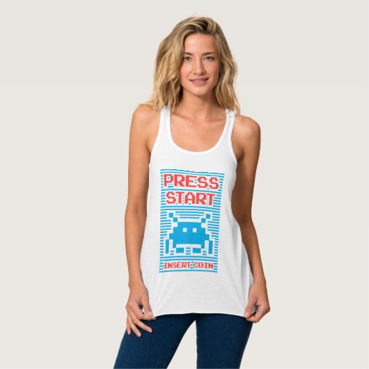 Druk op Start, Insert Coin, arcade, geek, gamer, Tanktop (Volledige Voorkant)