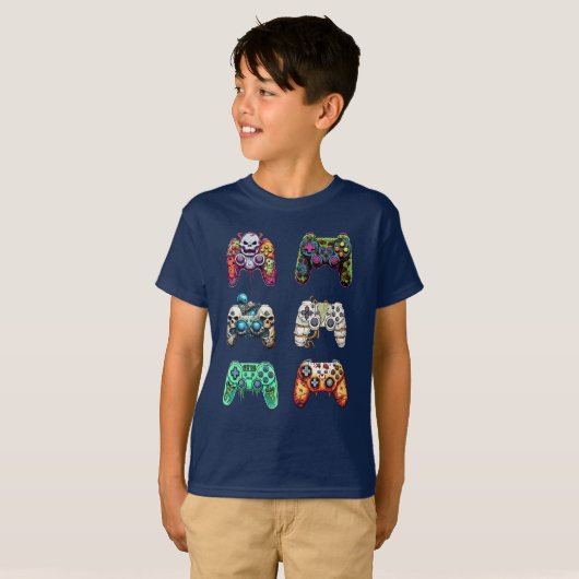 Druk op Start om Spook Gaming Controllers Hallowee T-shirt (Voorkant volledig)