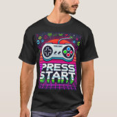 Druk op Start Retro Gaming T-shirt – Neon 80s (Voorkant)