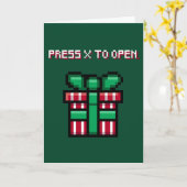 Druk op X om te openen - Videospel Pixel Christmas Kaart (Gele Bloem)