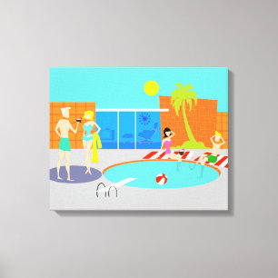 Druk Pool Party Stretted Canvas Afdruk