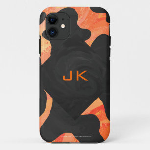 Druk van de Koe van het monogram de Zwarte en iPhone 11 Hoesje